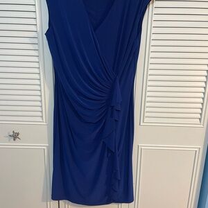 Elegant Royal Blue Draped Sheath Dress